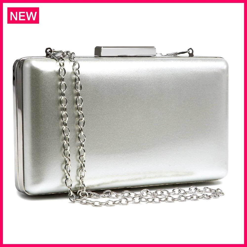 Glossy Patent Leather Evening Clutch with Detachable Chain Strap